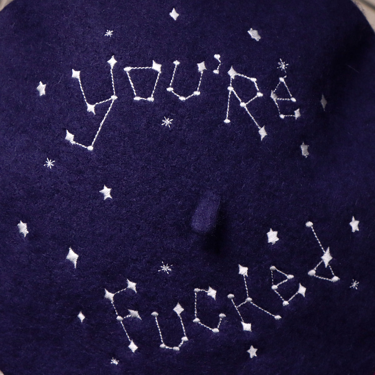 Embroidery Star Beret Black Velvet Embroidered Beret With Stars