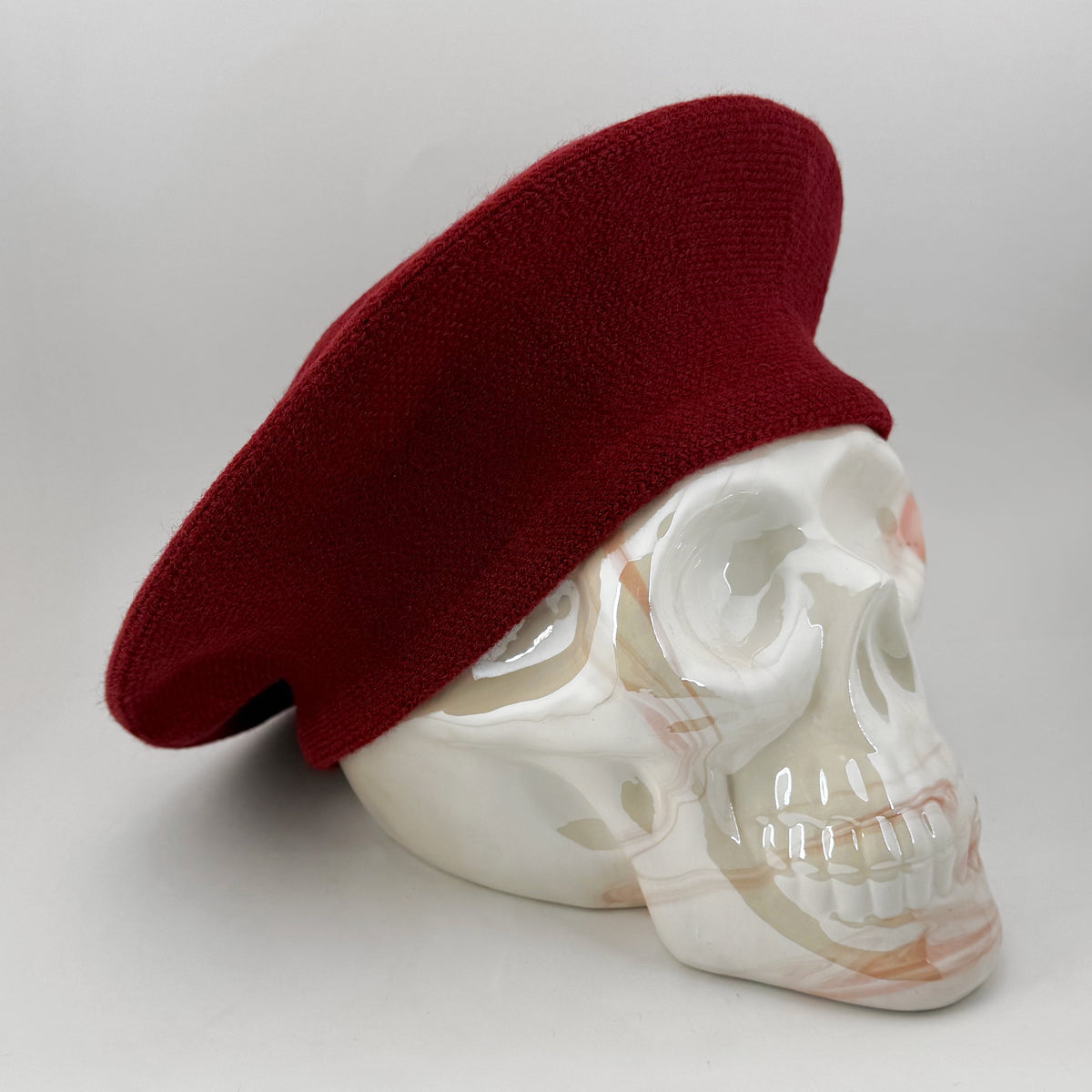 Red Cashmere Stretchy Solid Beret Hat Bon Chic main image 2