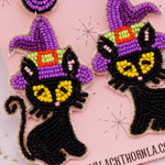 BLACK CAT MAGIC - Beaded Earrings