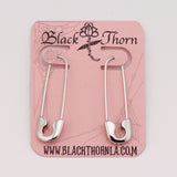 SAFETY PIN - White Gold Dipped Earrings