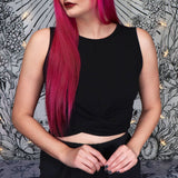 BLACK - Twist Tie Crop Top