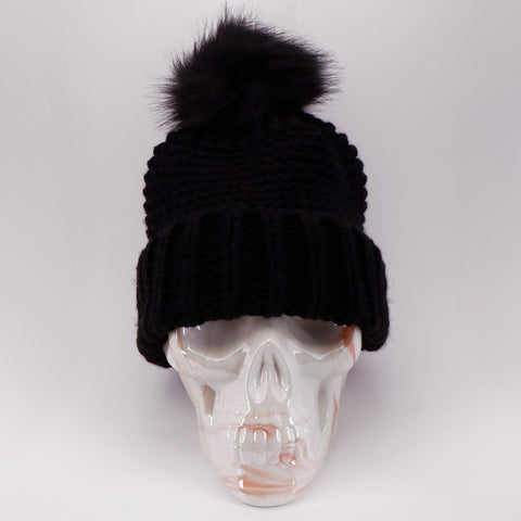 MIDNIGHT SNOW - Pom Pom Beanie