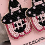 PINK PUMPKIN WITCH - Beaded Earrings