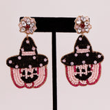 PINK PUMPKIN WITCH - Beaded Earrings