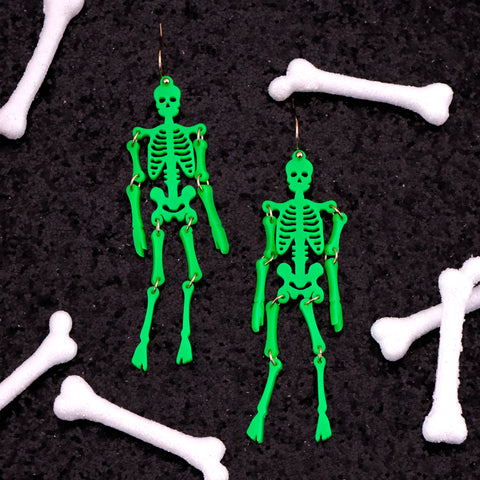 GREEN SHAKING SKELETONS - Earrings