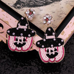 PINK PUMPKIN WITCH - Beaded Earrings