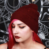 BURGUNDY - Distressed Beanie