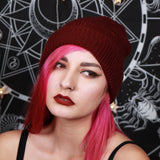 BURGUNDY - Distressed Beanie