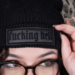 F*CKING HELL BLACKOUT - Distressed Beanie